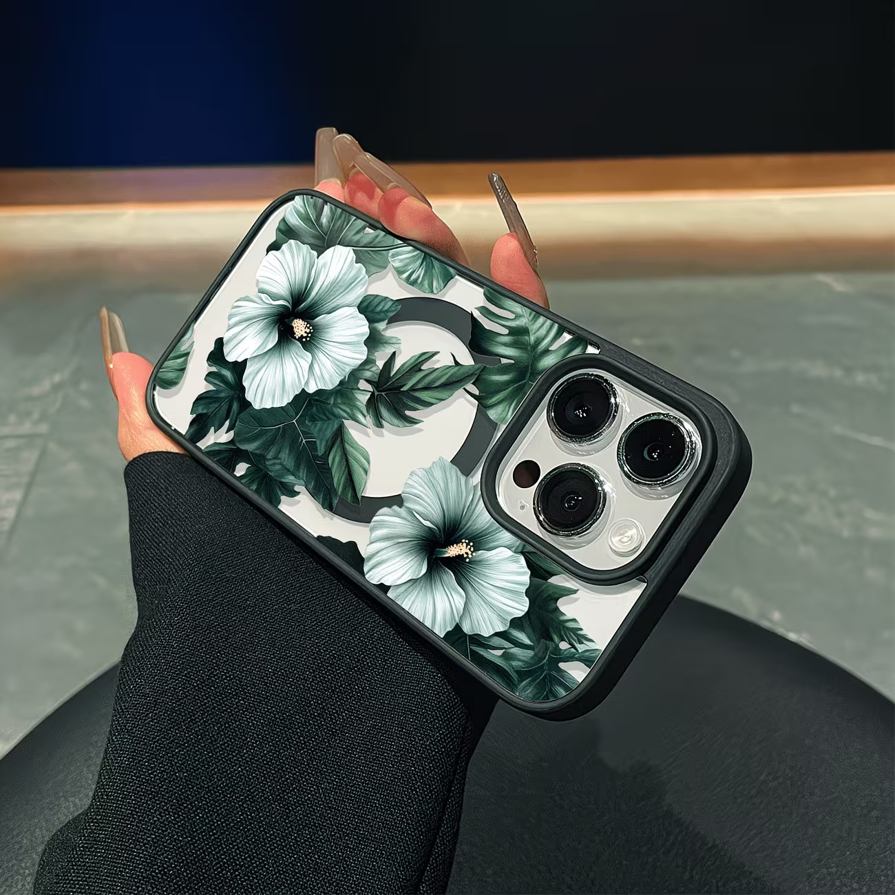 Green Floral Print Phone Case  - Perfume Pure Xs review and price